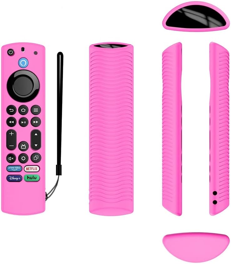 FiiMan Silicone Remote Case, Lightweight Anti Slip Shockproof with Lanyard - Compatible with Toshiba/Insignia Firetv Omni or 4-Series TV (Pink Glow) - Image 4
